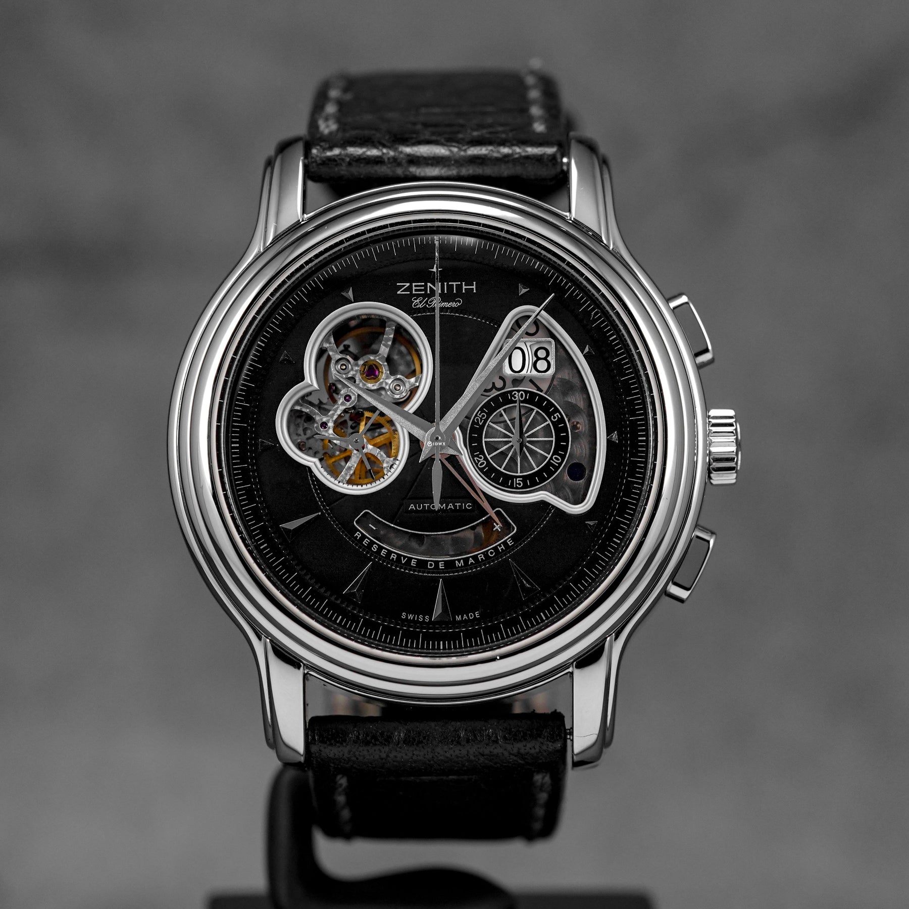 harga zenith chrono open grande date black