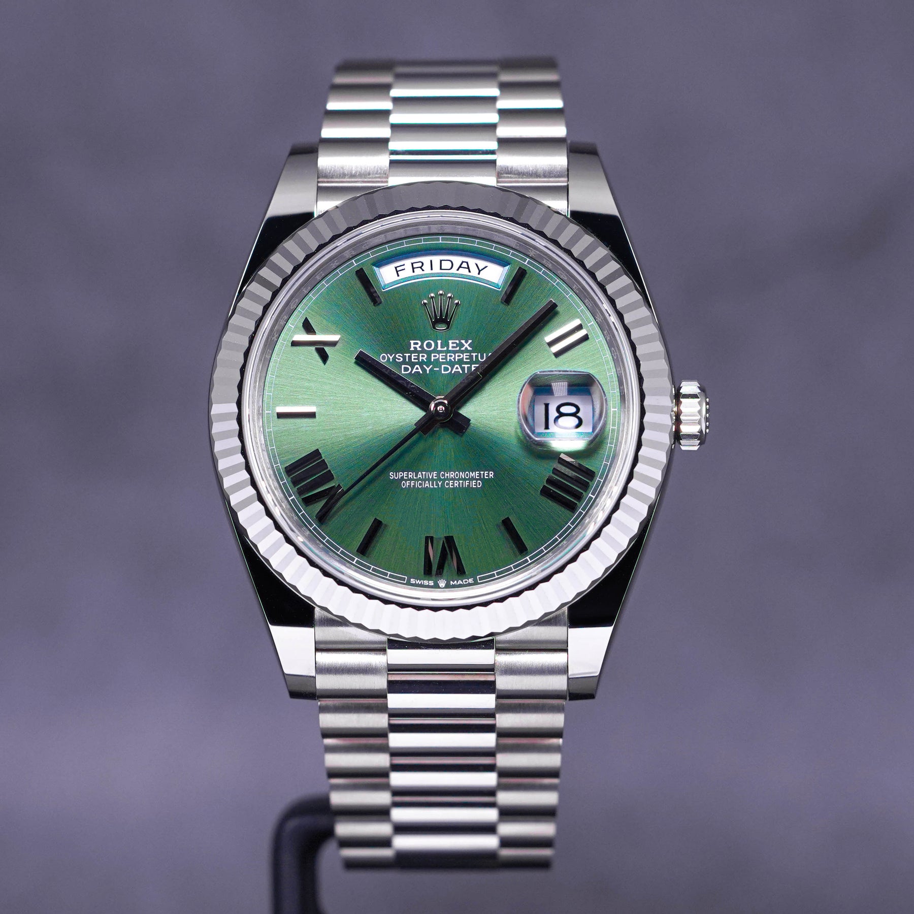 Rolex Daydate Whitegold Olive Green 228239