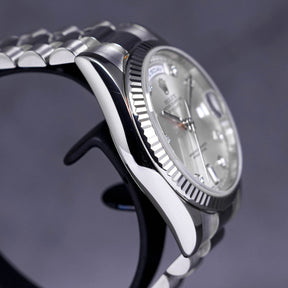 Rolex Daydate Whitegold Diamond Index Silver