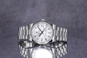 Rolex Daydate Whitegold Diamond Index Silver