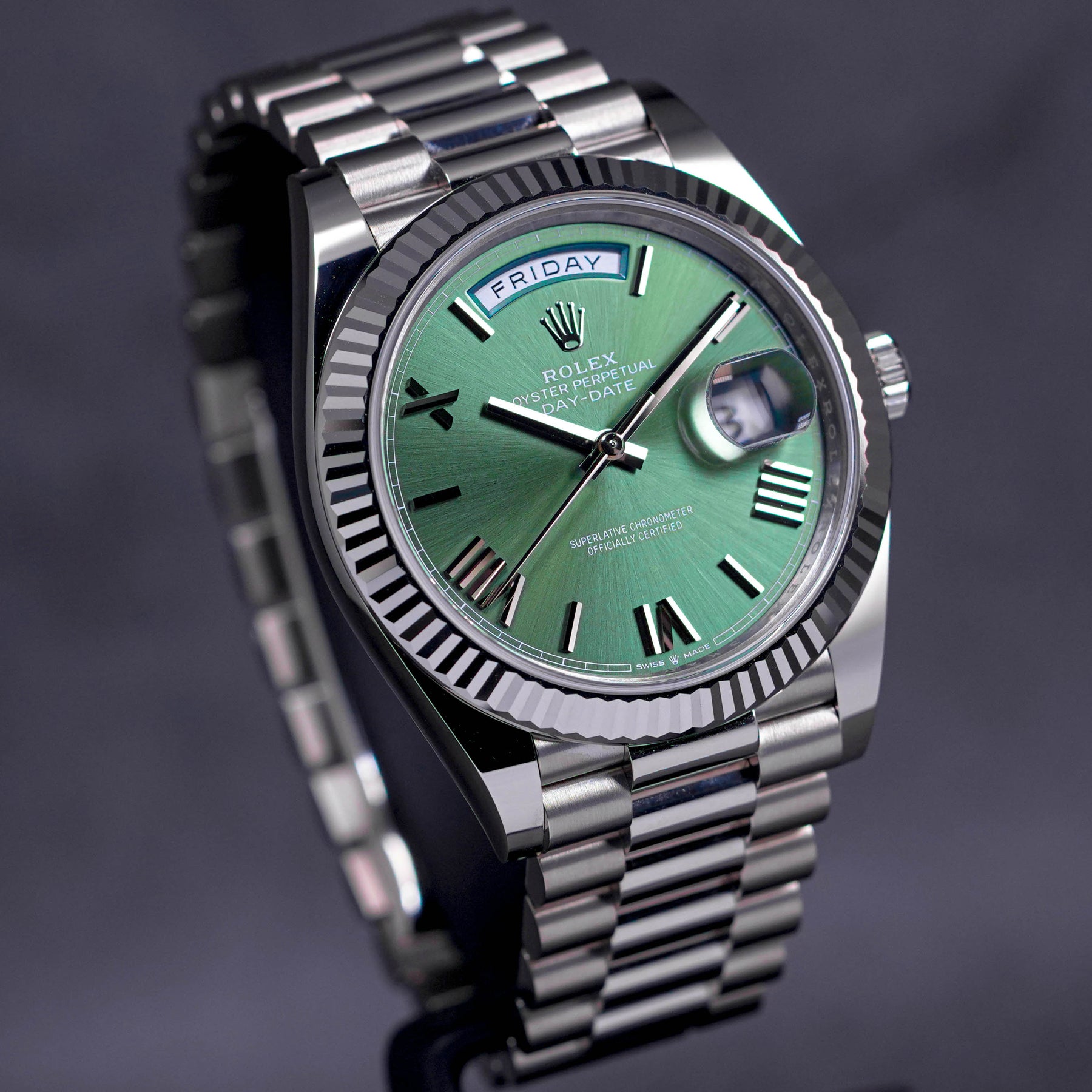 Rolex Daydate Whitegold Olive Green