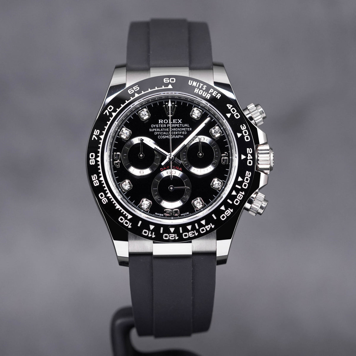 Rolex Daytona Oysterflex Whitegold Black Diamond