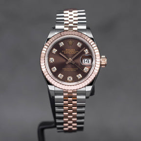 Rolex Datejust 28 Rosegold Choco Diamond