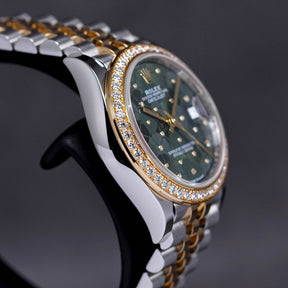 DATEJUST 31MM TWOTONE YELLOWGOLD GREEN FLORAL DIAL WITH DIAMOND RING (2022)