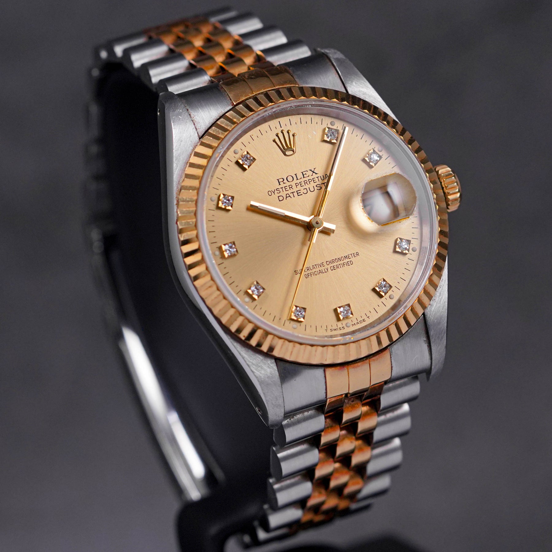 DATEJUST 36MM 16233 TWOTONE YELLOWGOLD CHAMPAGNE DIAMOND DIAL 'E SERIES' (WATCH ONLY)