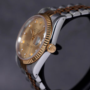 DATEJUST 36MM 16233 TWOTONE YELLOWGOLD CHAMPAGNE DIAMOND DIAL 'E SERIES' (WATCH ONLY)