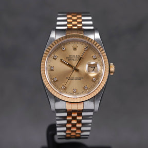 DATEJUST 36MM 16233 TWOTONE YELLOWGOLD CHAMPAGNE DIAMOND DIAL 'E SERIES' (WATCH ONLY)