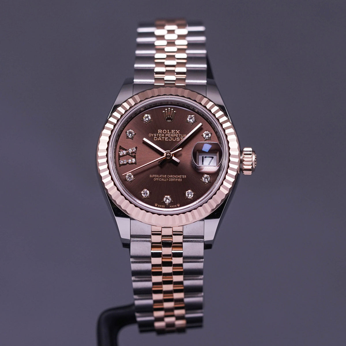 DATEJUST TWOTONE ROSEGOLD CHOCO DIAMOND ON IX