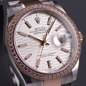 DATEJUST 36MM TWOTONE ROSEGOLD FLUTED DIAL DIAMOND BEZEL