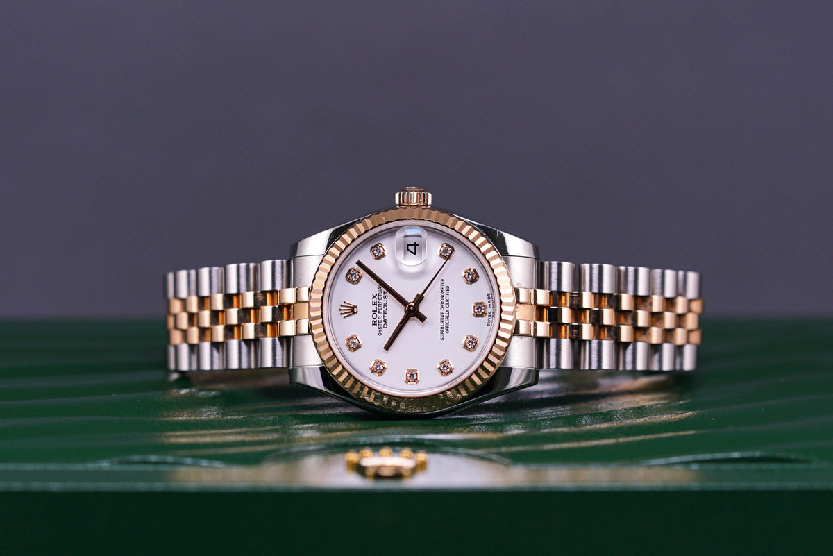 DATEJUST TWOTONE ROSEGOLD WHITE DIAMOND DIAL (2013)