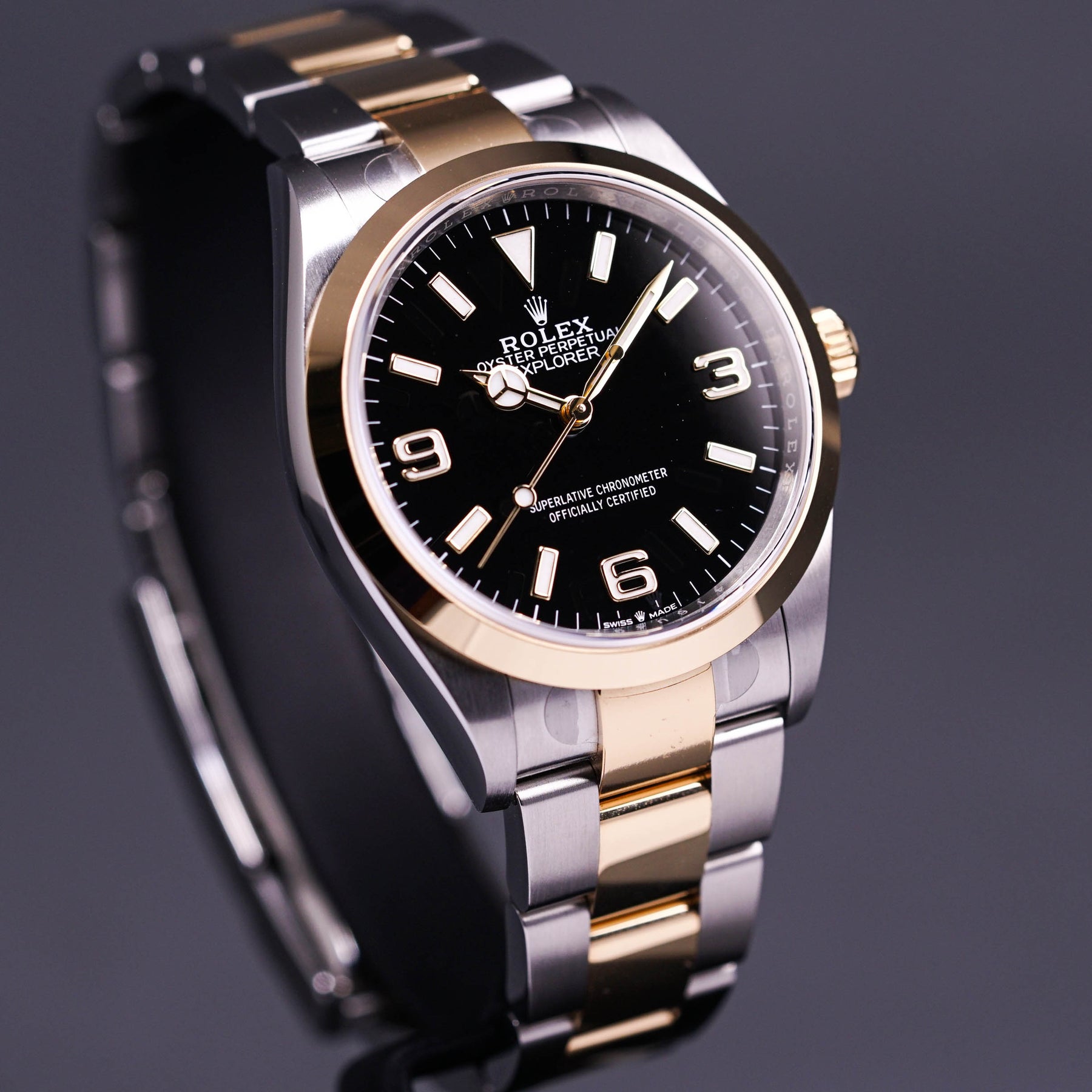 EXPLORER 36MM TWOTONE YELLOWGOLD BLACK DIAL