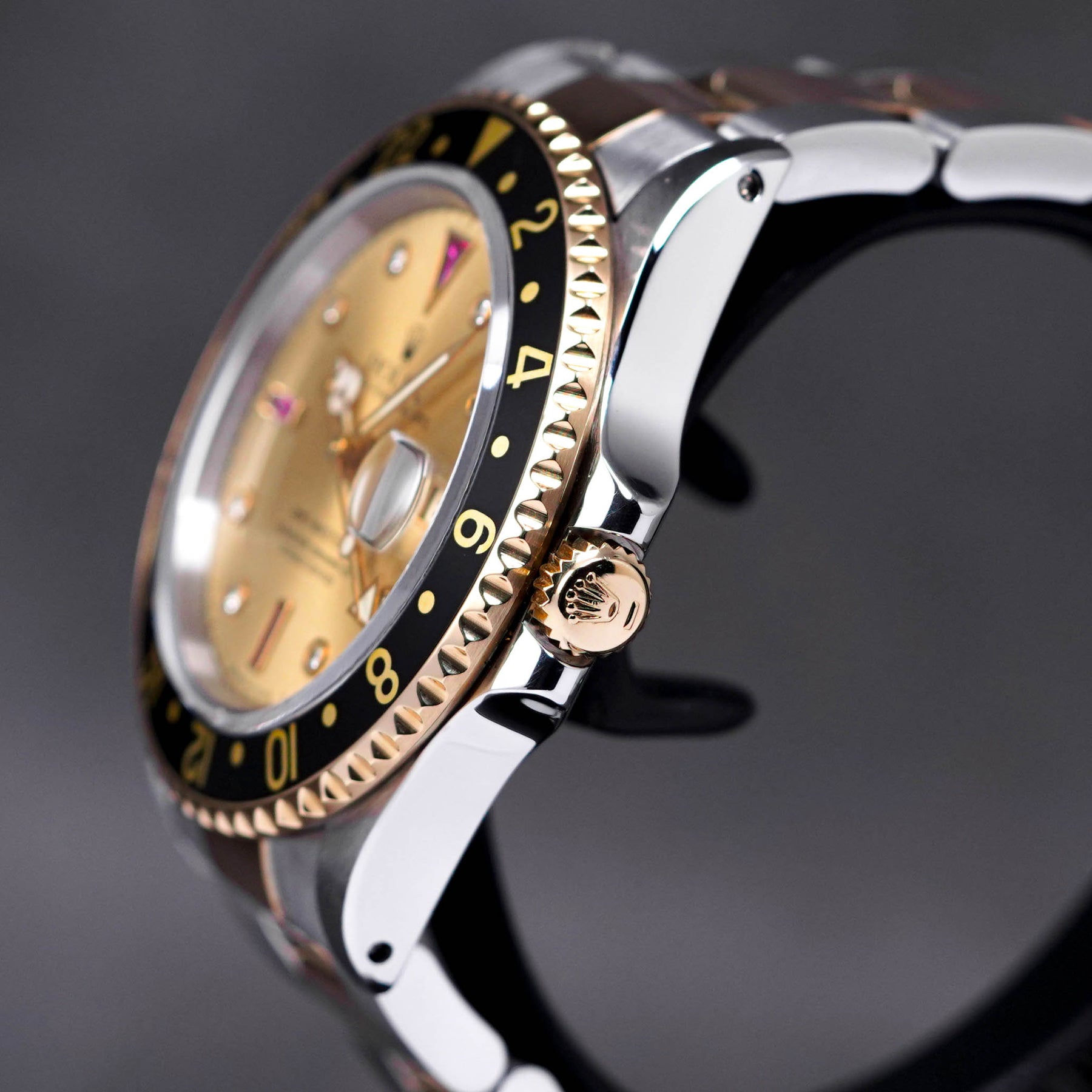 GMT MASTER-II TWOTONE YELLOWGOLD CHAMPAGNE DIAL DIAMOND INDEX WITH RUBY 'S SERIES' (CIRCA 1993)