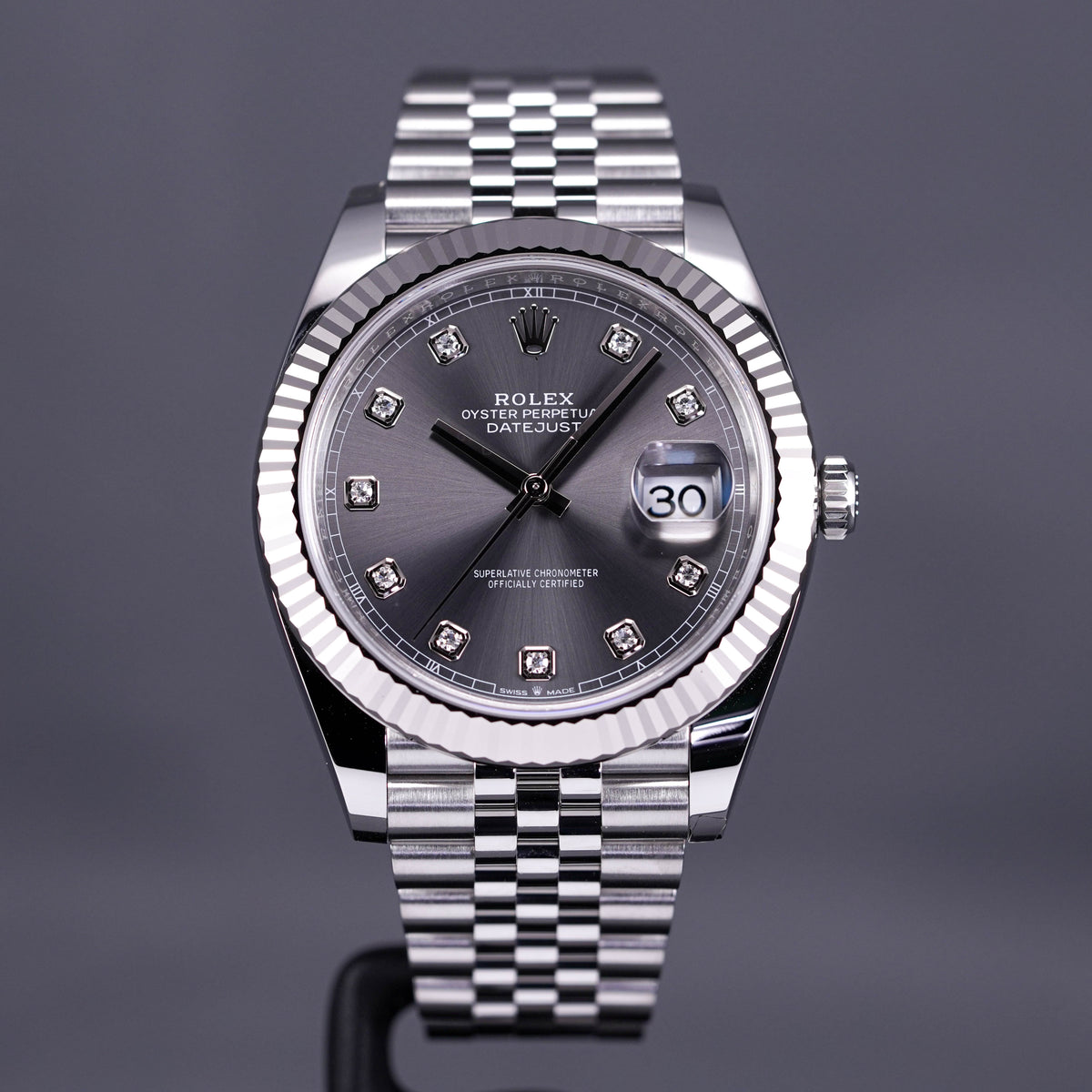 DATEJUST 41MM FLUTED JUBILEE RHODIUM DIAMOND DIAL (2022)