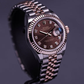 DATEJUST 28MM TWOTONE ROSEGOLD CHOCO DIAMOND DIAL (2022)