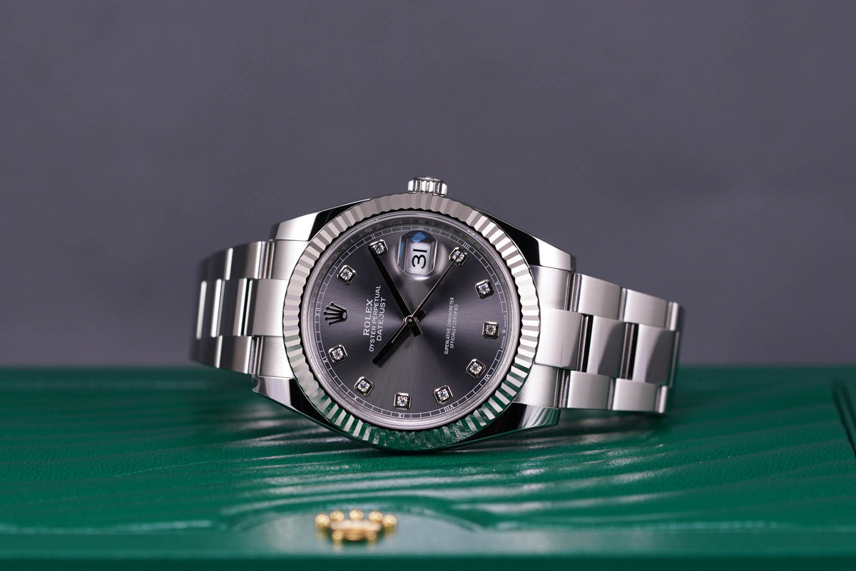 DATEJUST 41MM FLUTED OYSTER RHODIUM DIAL (2022)