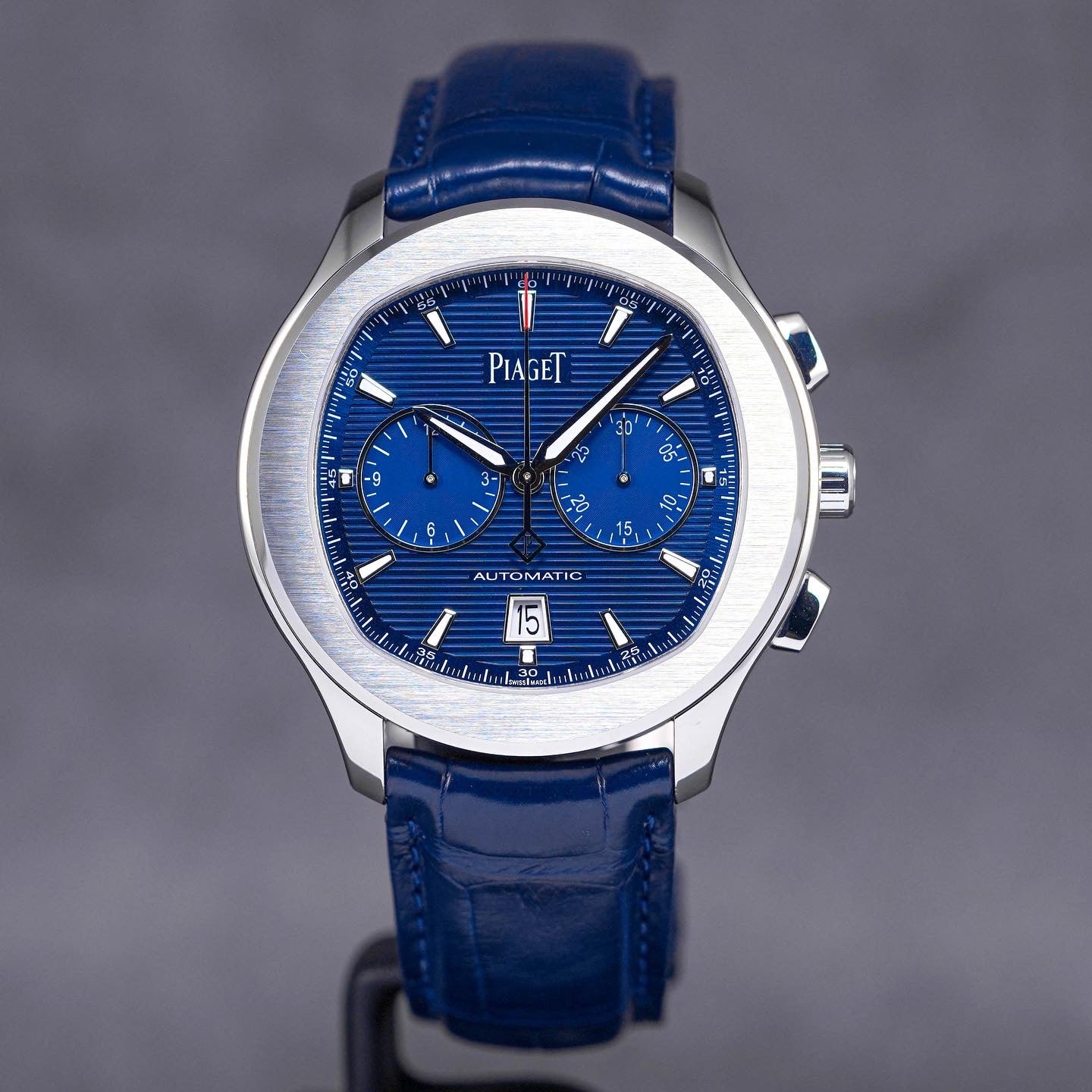 JAM TANGAN PIAGET POLO S CHRONOGRAPH BLUE DIAL UNDATED OMNILUXE